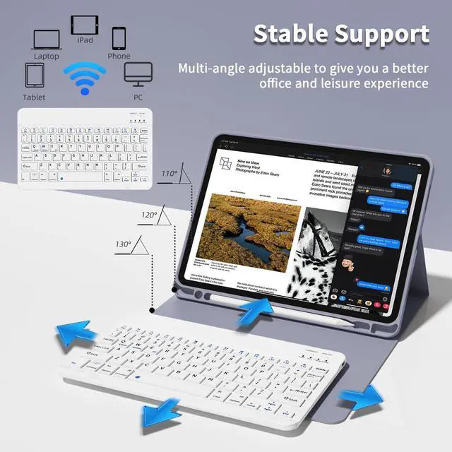 Alt view image 4 of 5 - GKABXY Keyboard Case for iPad Pro 11 inch (4th/3rd/2nd/1st Gen) 2022/2021/2020/2018, Detachable Wireless Bluetooth Keyboard Case with Pencil Holder for iPad Pro 11", Auto Sleep/Wake (Purple Gray)