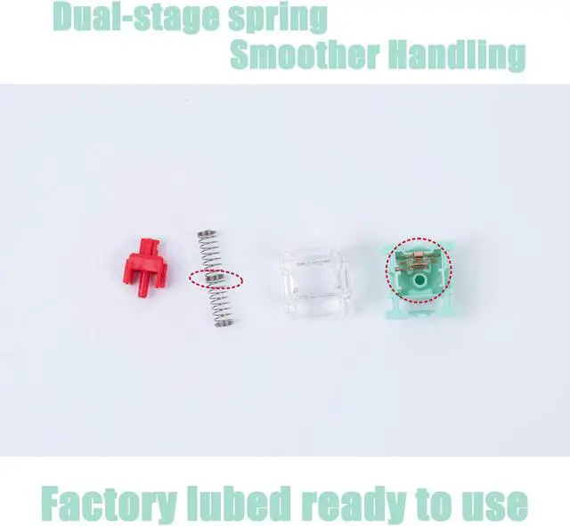 Alt view image 3 of 5 - Zjmehty Gateron Jade Series Dual-Stage Spring Pre Lubed Switches Red V3 Pro,3-Pin 45gf Linear/RGB/LED Switches for Mechanical Keyboard(Red V3 Pro,108pcs)