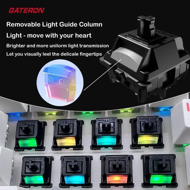 Alt view image 5 of 5 - Gateron Ghost Dual-Stage Spring Keyboard Switches for MX Mechanical Gaming Keyboard,5-Pin 48gf RGB SMD Pre-Lubed Full POM Linear Switches(108PCS)