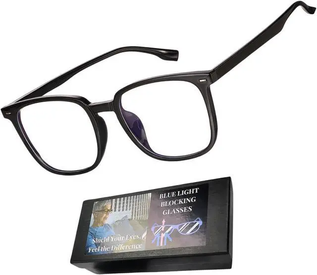 Main image of Genkigold Clear Lenses Blue Light Blocking Glasses:Improve Sleep Quality,Combat Insomnia,Promote Melatonin Production,Ease Dry Eyes,Headaches from for Computer,TV,Present for Women & Men (Black Frame)