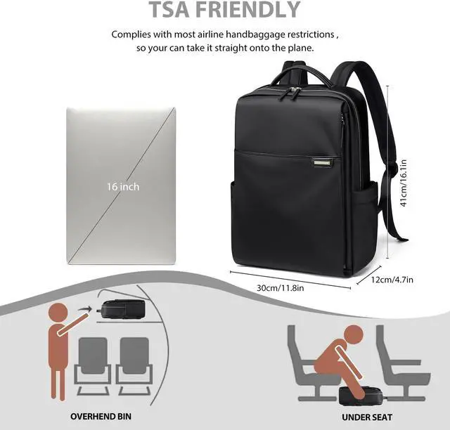 Alt view image 5 of 5 - GOLF QUALITY Laptop Backpack for Women, Work Business Traval Computer Backpacks with Laptop Compartment Waterproof Casual Daypack for Travel College,16Inch,Black