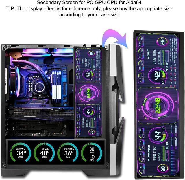 Alt view image 2 of 5 - GOWENIC PC Temperature Display Screen, 12.7 4K 120Hz FHD PC Sensor Panel Display, for Aida64 Sub CPU GPU Display LCD Mini Monitor for for Windows, Laptop, Desktop