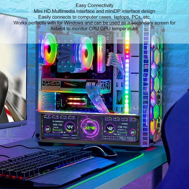 Alt view image 3 of 5 - GOWENIC PC Temperature Display Screen, 12.7 4K 120Hz FHD PC Sensor Panel Display, for Aida64 Sub CPU GPU Display LCD Mini Monitor for for Windows, Laptop, Desktop