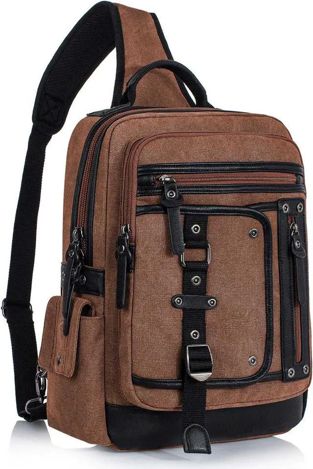 Main image of Schkleier Messenger Bag for Men Canvas Sling Bag Crossbody Backpack Laptop Shoulder Bag Hiking Daypacks Casual Tactical