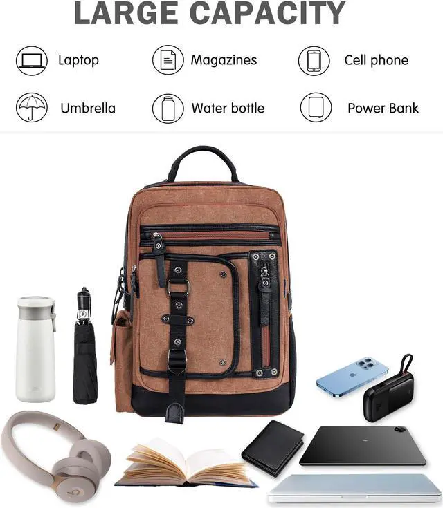 Alt view image 4 of 5 - Schkleier Messenger Bag for Men Canvas Sling Bag Crossbody Backpack Laptop Shoulder Bag Hiking Daypacks Casual Tactical