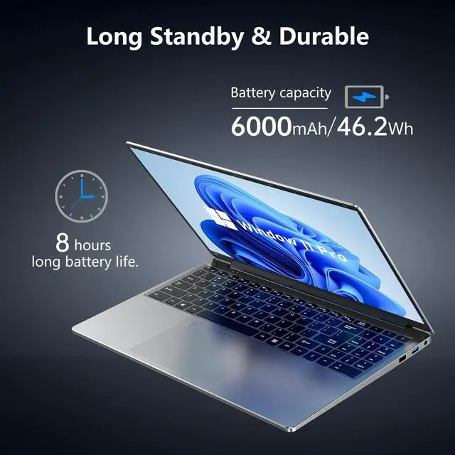 Alt view image 5 of 5 - FUNYET Gaming Laptop, 16 inch Laptop Computer 2025 with Win 11 Pro, 8GB RAM 256GB SSD, Int 12th Gen N95 Processor(up to 3.4GHz), Backlit Keyboard, Bluetooth, Mini HDMI, FHD 1920 * 1200
