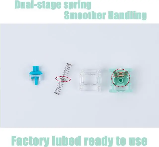 Alt view image 3 of 5 - Zjmehty Gateron Jade Series Dual-Stage Spring Pre Lubed Switches Blue V3 Pro,3-Pin 60gf Clicky/RGB/LED Switches for Mechanical Keyboard(Blue,108pcs)