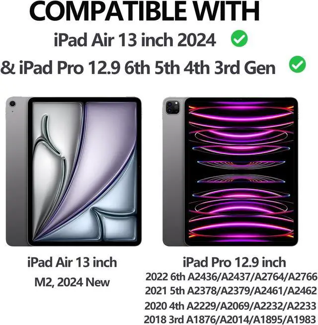 Alt view image 2 of 5 - Keyboard Case for iPad Pro 12.9-in 6th, 5th, 4th, 3rd Generation - Magic Keyboard for iPad Air 13 2024 Case, Magnetic Detachable, 7 Colors Backlit, Folio Cover for Pro 12.9 Keyboard Pen Holder, Black