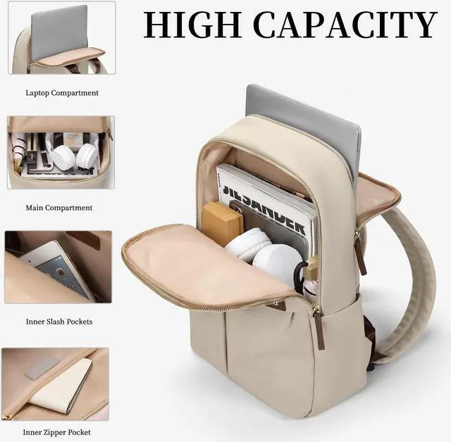 Alt view image 2 of 5 - GOLF SUPAGS Laptop Backpack with Separate Laptop Compartment Water Resistant Computer Backpacks Fits 15 Inch Notebook Travel Work Bags for Women (Apricot)