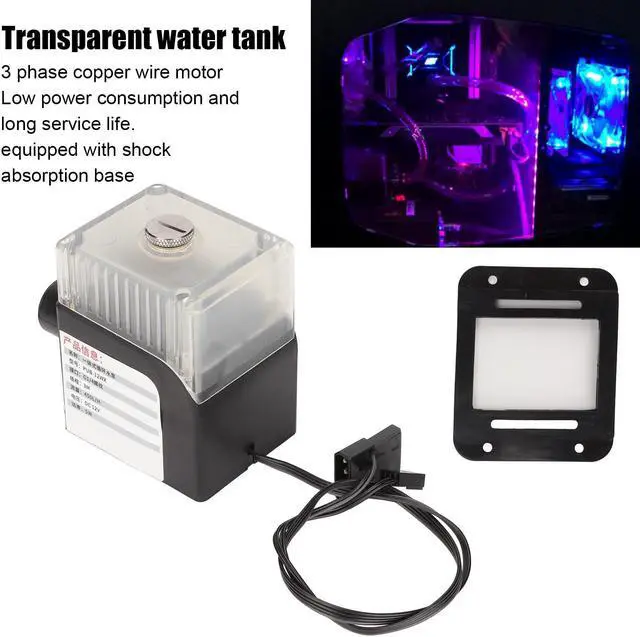 Alt view image 3 of 5 - CPU Reservoir, G1/4" Thread PC Water Cooling Pump 12V 450L/H with Temperature Display Computer Water Cooling System Heat Exchanger Tool(Black)