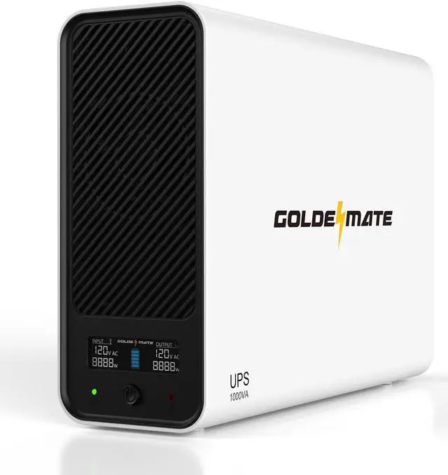 Main image of GOLDENMATE 1000VA/600W Lithium UPS Battery Backup and Surge Protector, Backup Battery Power Supply with LiFePO4 Batteries(153.6 Wh), Sinewave UPS System, 10 Years Lifespan, 8-Outlets, LCD Display