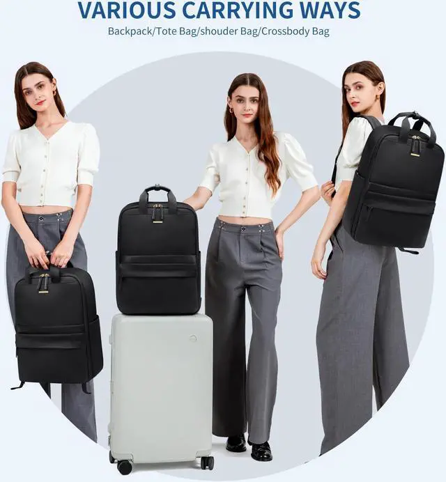 Alt view image 2 of 5 - GOLF QUALITY Laptop Backpack for Women Carry On Backpack Travel Backpack with Laptop Compartment for Work Travel Business Fit 16 Inch Notebook, Black