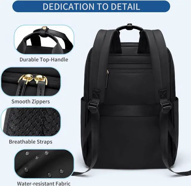 Alt view image 3 of 5 - GOLF QUALITY Laptop Backpack for Women Carry On Backpack Travel Backpack with Laptop Compartment for Work Travel Business Fit 16 Inch Notebook, Black