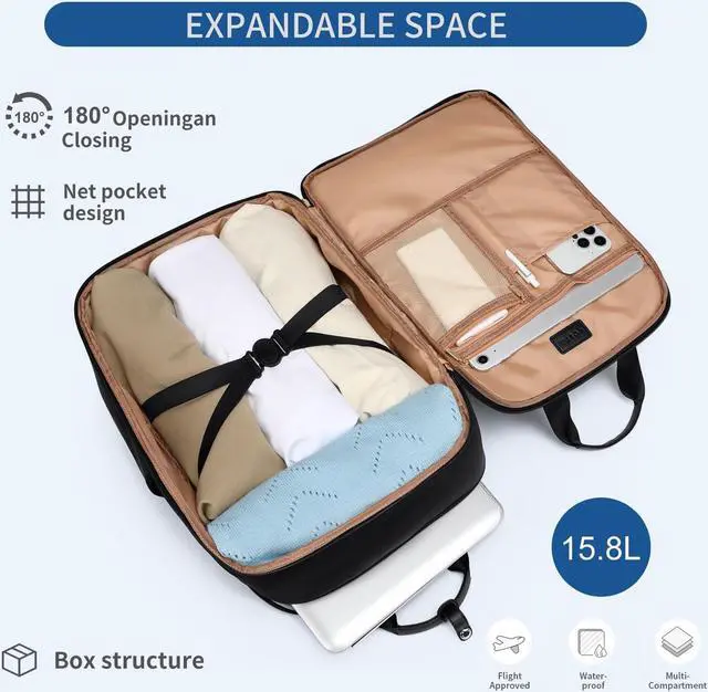 Alt view image 5 of 5 - GOLF QUALITY Laptop Backpack for Women Carry On Backpack Travel Backpack with Laptop Compartment for Work Travel Business Fit 16 Inch Notebook, Black