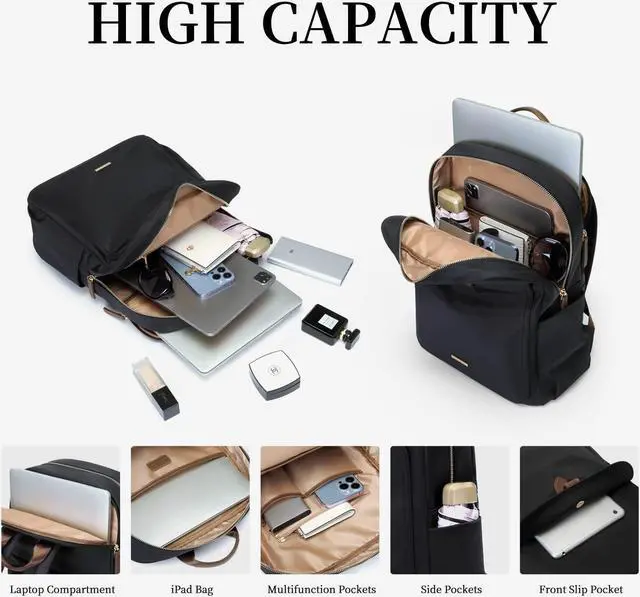 Alt view image 4 of 5 - GOLF SUPAGS Laptop Backpack Purse for Women Fits 14 Inch Notebook Casual Daypack Work Travel College Bookbag Fashion Computer Bag,Black