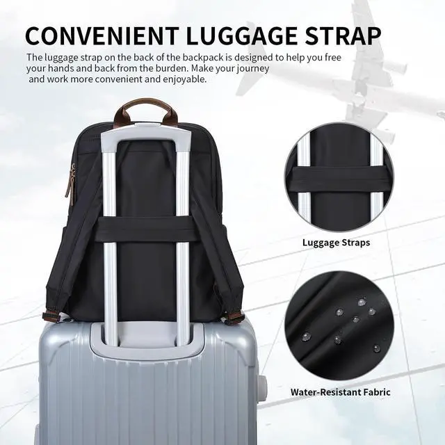 Alt view image 5 of 5 - GOLF SUPAGS Laptop Backpack Purse for Women Fits 14 Inch Notebook Casual Daypack Work Travel College Bookbag Fashion Computer Bag,Black
