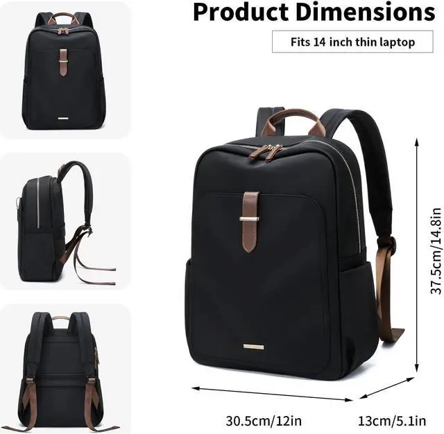 Alt view image 3 of 5 - GOLF SUPAGS Laptop Backpack Purse for Women Fits 14 Inch Notebook Casual Daypack Work Travel College Bookbag Fashion Computer Bag,Black