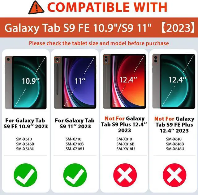 Alt view image 2 of 5 - SEYMAC Case for Samsung Galaxy Tab S9 FE 10.9''/S9 11'', Heavy Duty Shockproof Protective Case with Screen Protector, Rotating Stand, Hand Strap, Blue