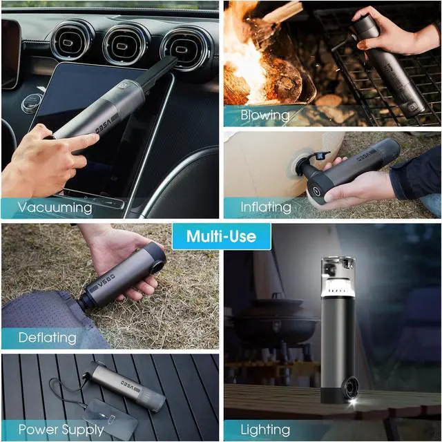 Alt view image 5 of 5 - VSGO Cordless Car Vacuum, Compressed Electric Air Duster 17000Pa Suction, 5-in-1 Portable Mini Small Handheld Vacuum, UP to 90 Mins Runtime for Car, Desk, Computer, Keyboard, Home Cleaning (Grey)