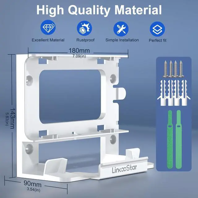 Alt view image 2 of 5 - 2 in 1 Starlink Gen 3 Router Mount, All in One Starlink V3 Mesh Router and Power Supply Mounting Kit, Space Saving, Cable Storage, ABS, Linkoostar Starlink Standard Router Mount Ideal for Home, Boats