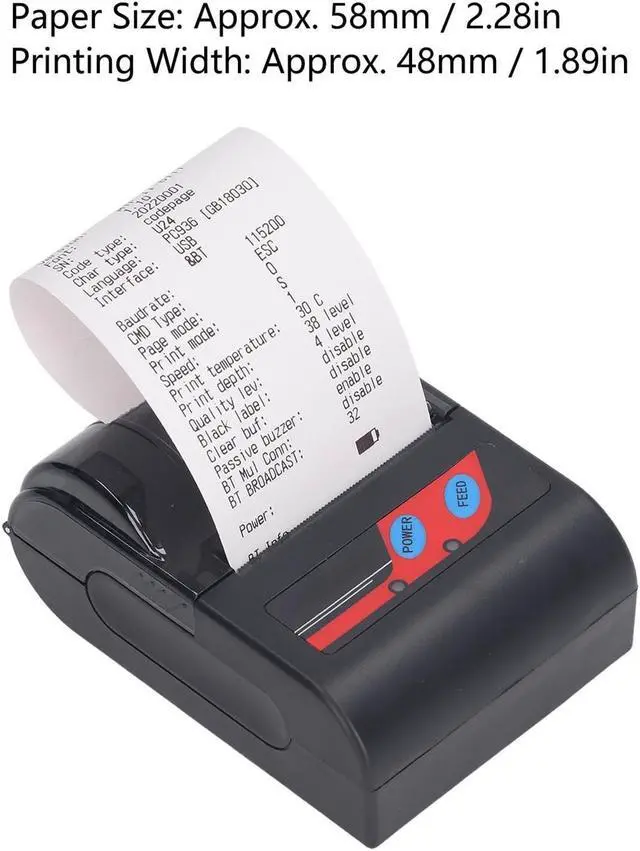 Alt view image 2 of 5 - Hilitand Portable Handheld Thermal Receipt Printer 80mm Second Printing Speed with 203dpi Resolution Shipping Label Printer