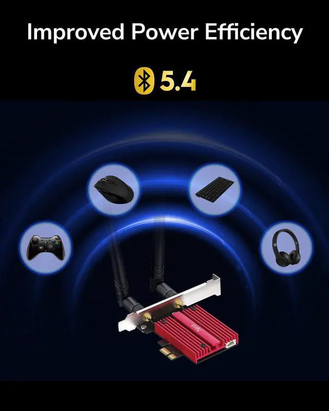 Alt view image 4 of 5 - Cudy WiFi 7 BE9300 WE9300 PCIe WiFi Card for PC, 6GHz Tri-Band Wireless Adapter, Intel BE200 Chipset, Bluetooth 5.4, WPA3, Easy Installation