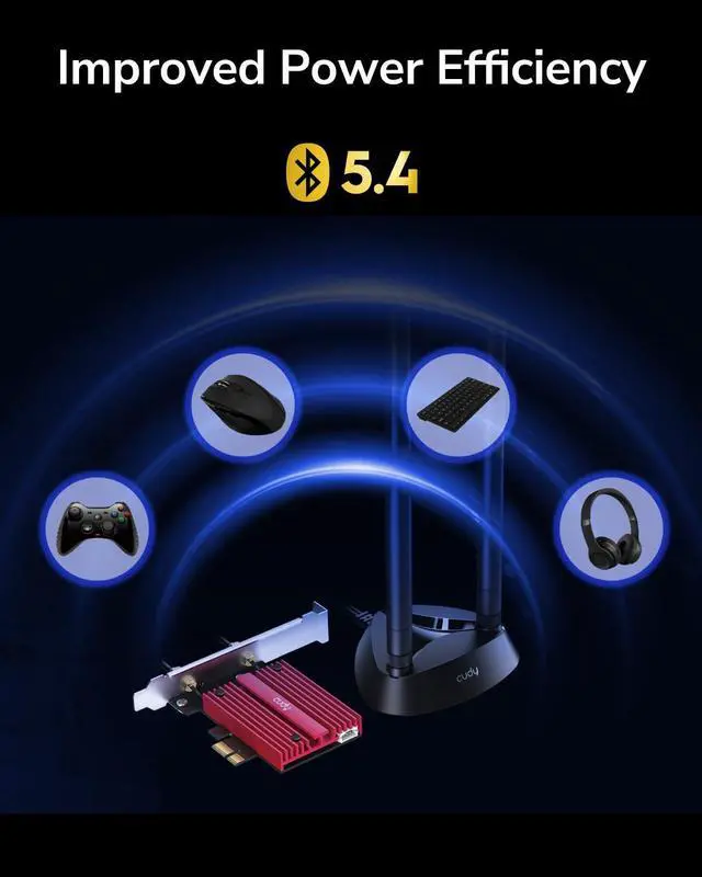 Alt view image 3 of 5 - Cudy WiFi 7 WE9300S PCIe WiFi Card for PC, 6GHz Tri-Band Wireless Adapter, Intel BE200 Chipset, Bluetooth 5.4, High Gain Antenna, Easy Installation