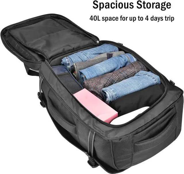 Alt view image 3 of 5 - HIGH FIT Laptop Backpack Carry-on, 40L Travel Backpacks, Lightweight Business Rucksack,TSA Friendly Airline Flight Approved Weekender Bag Daypack, Larger Durable Backpack Fits 17.3 Inch Laptop
