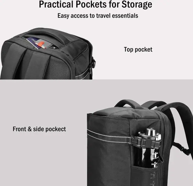 Alt view image 5 of 5 - HIGH FIT Laptop Backpack Carry-on, 40L Travel Backpacks, Lightweight Business Rucksack,TSA Friendly Airline Flight Approved Weekender Bag Daypack, Larger Durable Backpack Fits 17.3 Inch Laptop