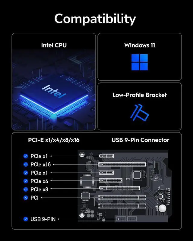 Alt view image 5 of 5 - Cudy WiFi 7 WE9300S PCIe WiFi Card for PC, 6GHz Tri-Band Wireless Adapter, Intel BE200 Chipset, Bluetooth 5.4, High Gain Antenna, Easy Installation