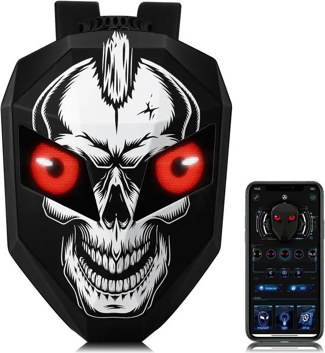 Main image of Gelrova Knight Motorcycle Backpack with LED Eyes, App Control Waterproof Hard Case Motorbike Bag, DIY Laptop Backpack for Riding, Cycling, Travel, Large Size 19inch, Skul Knight