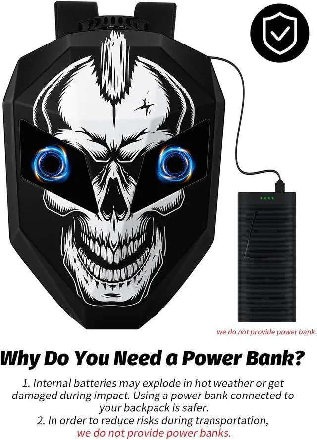 Alt view image 4 of 5 - Gelrova Knight Motorcycle Backpack with LED Eyes, App Control Waterproof Hard Case Motorbike Bag, DIY Laptop Backpack for Riding, Cycling, Travel, Large Size 19inch, Skul Knight