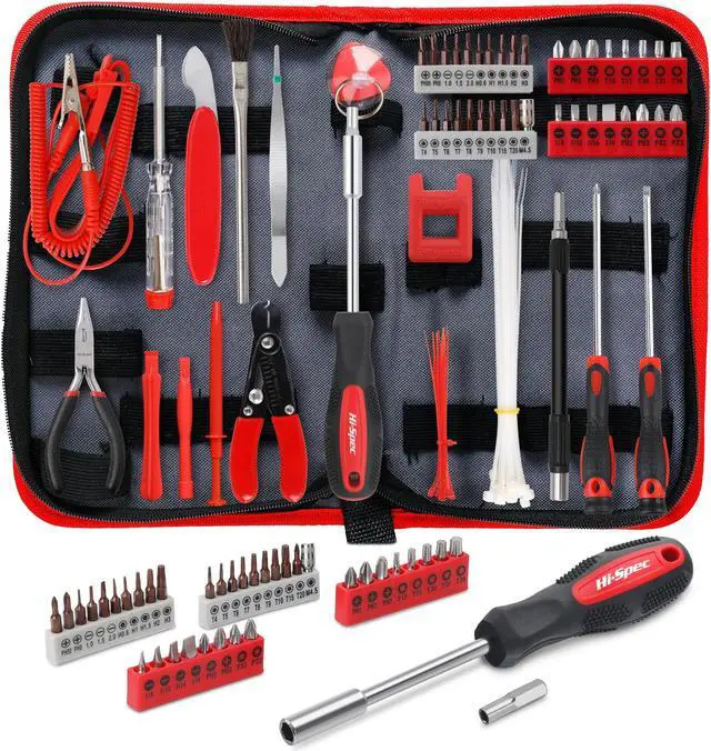 Main image of Hi-Spec 56pc Electronics Repair & Opening Tool Kit Set for Laptops, Devices, Computers, PC Building & Gaming Accessories. Precision Small Screwdrivers with Pry Tools