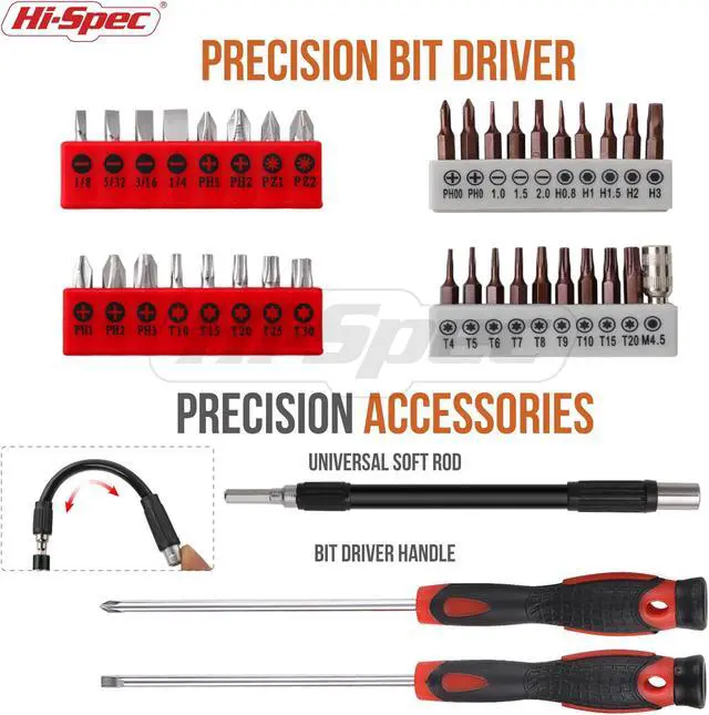 Alt view image 3 of 5 - Hi-Spec 56pc Electronics Repair & Opening Tool Kit Set for Laptops, Devices, Computers, PC Building & Gaming Accessories. Precision Small Screwdrivers with Pry Tools