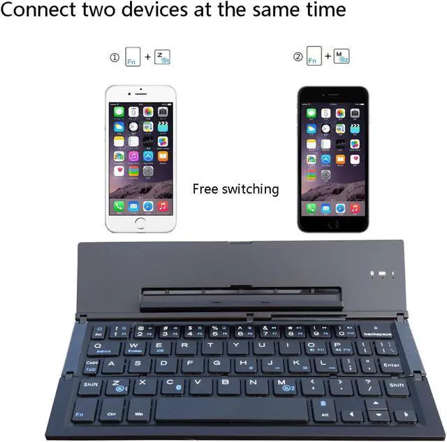 Alt view image 3 of 5 - Geyes Bluetooth Keyboard Foldable, Portable Folding Wireless Keyboard with Portable Pocket Size, Aluminum Alloy Housing for iPhone,iPad, Tablet,Laptops and Smartphones (Black)
