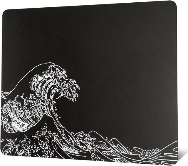 Main image of Glass Gaming Mouse Pad, Black Kanagawa Hard Mousepads for Gaming,Professional Large Mouse Mat 410mm*310mm, Special Glass Surface with Improved Precision and Speed