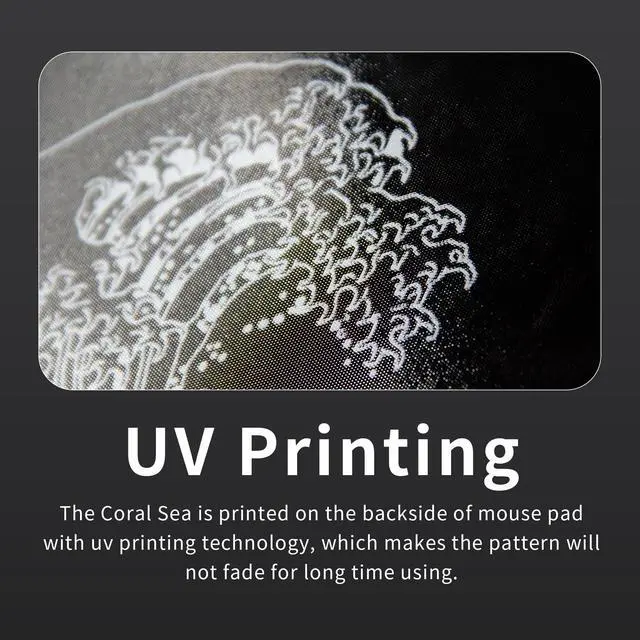 Alt view image 3 of 5 - Glass Gaming Mouse Pad, Black Kanagawa Hard Mousepads for Gaming,Professional Large Mouse Mat 410mm*310mm, Special Glass Surface with Improved Precision and Speed