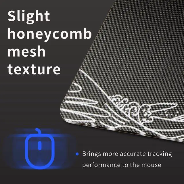 Alt view image 4 of 5 - Glass Gaming Mouse Pad, Black Kanagawa Hard Mousepads for Gaming,Professional Large Mouse Mat 410mm*310mm, Special Glass Surface with Improved Precision and Speed