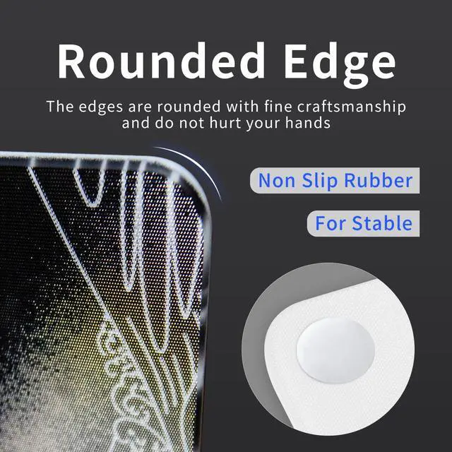 Alt view image 5 of 5 - Glass Gaming Mouse Pad, Black Kanagawa Hard Mousepads for Gaming,Professional Large Mouse Mat 410mm*310mm, Special Glass Surface with Improved Precision and Speed