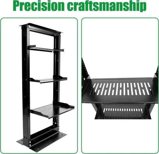 Alt view image 4 of 5 - 2 Pack 1U 8" Server Rack Tray Shelf - Universal Vented Rack Mount Cantilever Tray for 19" Network Equipment Rack & Cabinet - Heavy Duty Steel Weight Capacity 50lb Black(1U8, 8INCH)