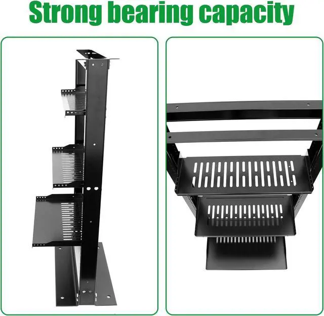 Alt view image 5 of 5 - 2 Pack 1U 8" Server Rack Tray Shelf - Universal Vented Rack Mount Cantilever Tray for 19" Network Equipment Rack & Cabinet - Heavy Duty Steel Weight Capacity 50lb Black(1U8, 8INCH)
