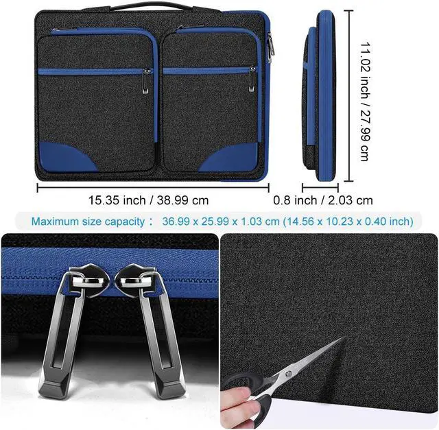 Alt view image 2 of 5 - Hseok Laptop Sleeve 15 15.6 16 inches Case Protective PC Briefcase for Commuting and Business Trip,Blue