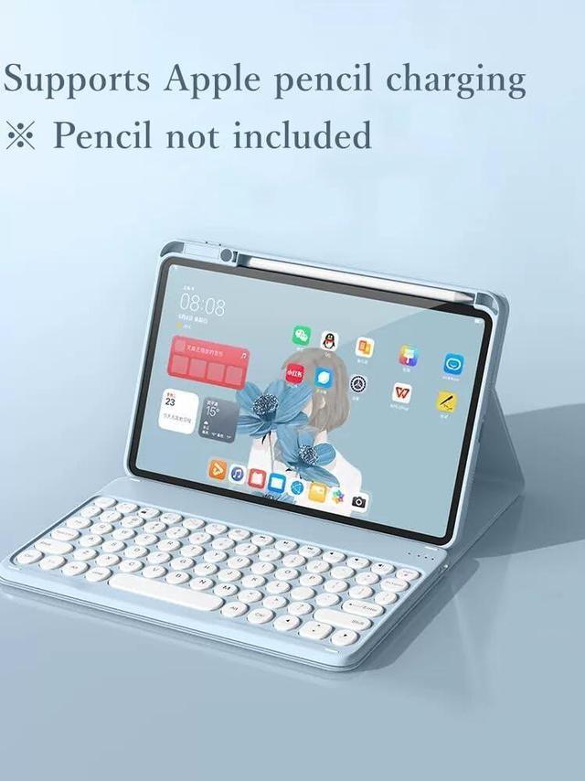 Alt view image 4 of 5 - kaidisen Keyboard Case Compatible with iPad Pro 13 inch M4 2024 Case with Keyboard and Bluetooth Mouse, Detachable Candy Color Keyboard Cover Round Key,Mint Green