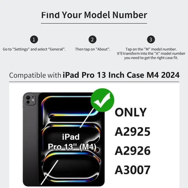 Alt view image 4 of 5 - H HOLIMET Case for iPad Pro 13 inch Case 2024 M4 with Pencil Holder Supports Pencil Pro/Pencil Auto Sleep/Wake Function Vegan Leather Smart Stand Cover (Black)