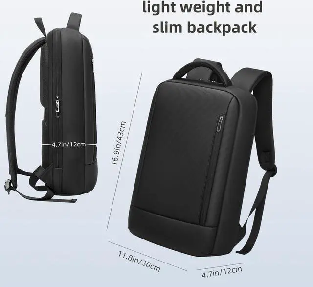 Alt view image 5 of 5 - GYakeog Slim Laptop Backpack for Men, Fits 15.6 inch Notebook, Waterproof Business Backpack Ideal for Working, Commuting, Daily