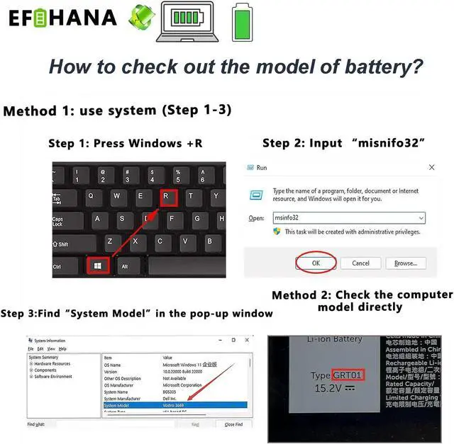 Alt view image 4 of 5 - EFOHANA HXFHF Laptop Battery Replacement for Dell Venue 11 Pro 7139 7310 T07G T07G001 i3-4020Y i3-4030Y i5-4300Y i5-4210Y Series Notebook VJF0X VT26R XNY66 451-BBGR 451-12170 0VT26R 7.4V 36Wh