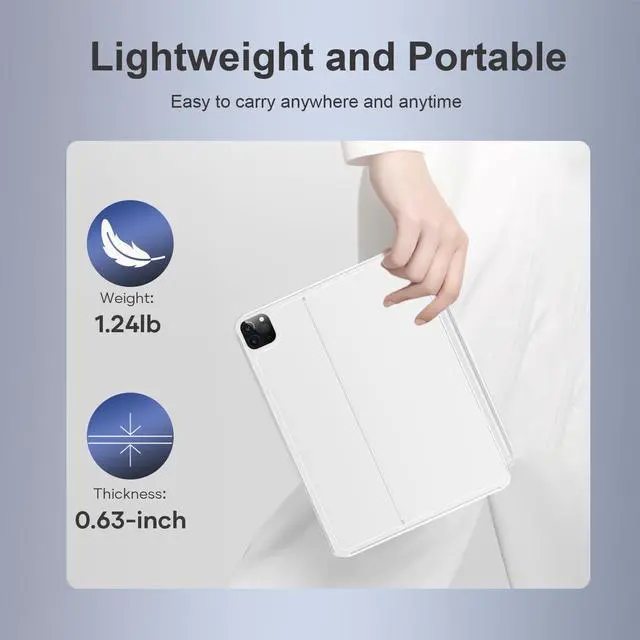 Alt view image 3 of 5 - COOSTART Bluetooth-Free Keyboard Case for iPad Pro 11-inch (1st/2nd/3rd/4th Gen), Ultra-Light Keyboard for iPad Air 10.9-inch (5th/4th), Case with Keyboard, Backlit, Multi-Touch Trackpad, White