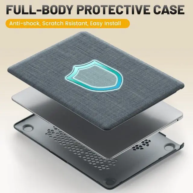 Alt view image 3 of 5 - HXCASEAC Case Compatible with MacBook Air 13 inch Case 2020 2018 with Foldable Stand, Anti-Scratching Protective Hard Shell Cover for A2337, A2179, A1932 Fabric, Grayish Blue