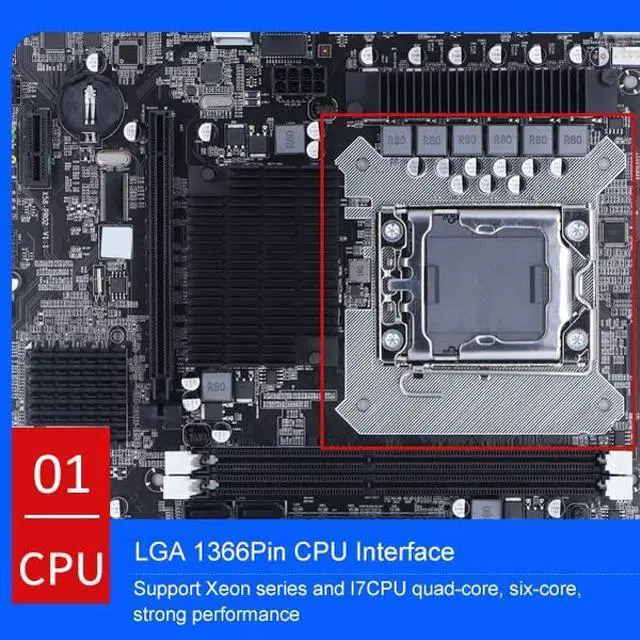 Alt view image 2 of 5 - GOWENIC X58 Gaming Motherboard, 2 DDR3 LGA 1366 Pins, Supports ECC Memory, USB2.0, SATA Port PCB, For Desktop, Computer Accessories