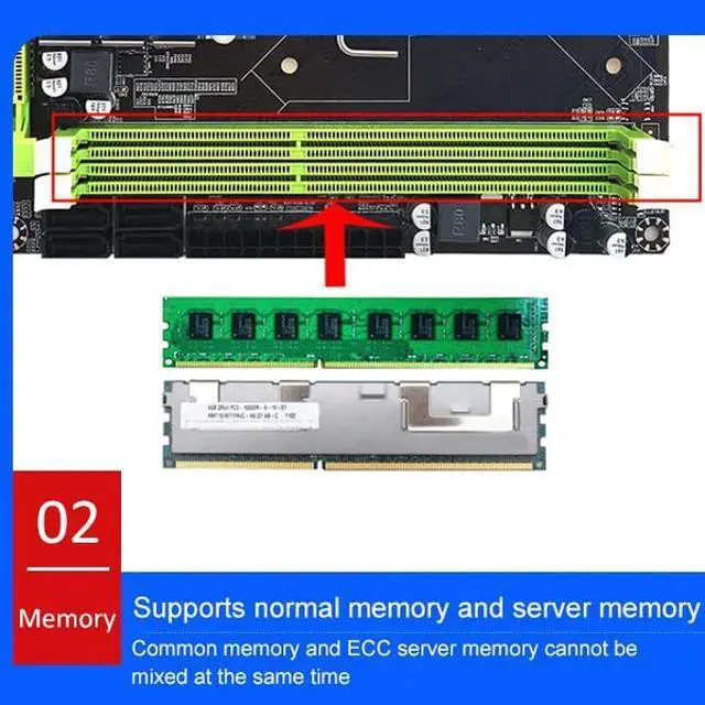 Alt view image 3 of 5 - GOWENIC X58 Gaming Motherboard, 2 DDR3 LGA 1366 Pins, Supports ECC Memory, USB2.0, SATA Port PCB, For Desktop, Computer Accessories